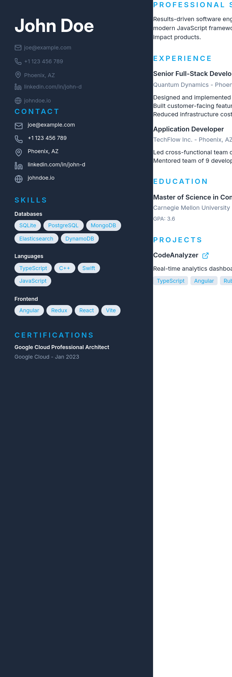 Beacon resume template preview