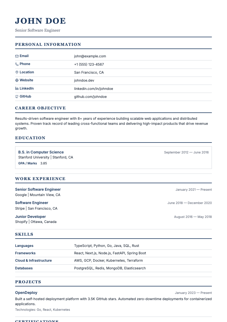 Biodata resume template preview
