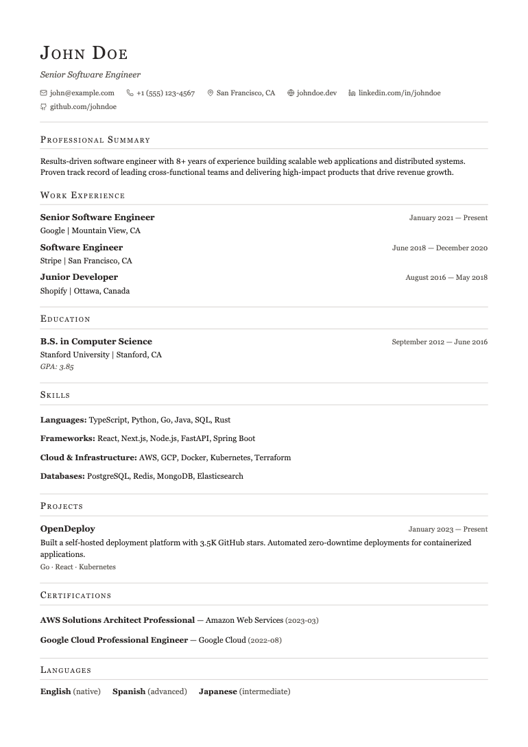 Counsel resume template preview