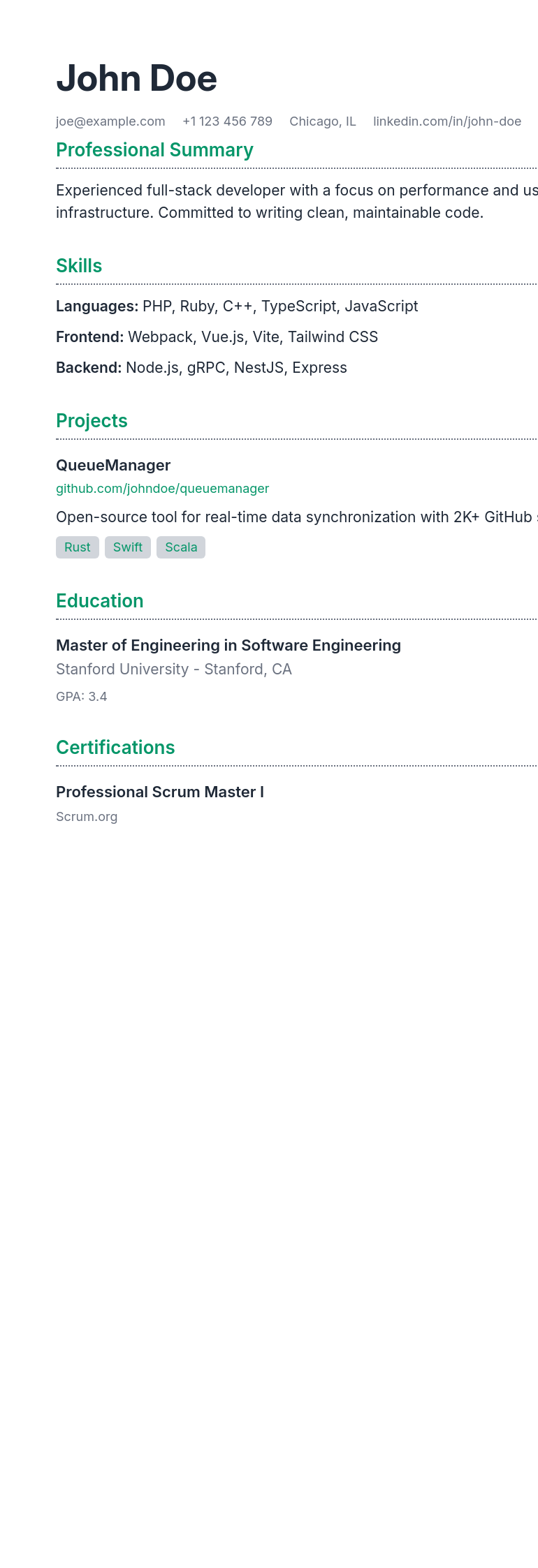Delta resume template preview