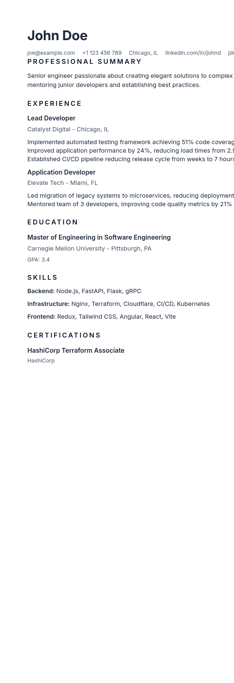 Diplomat resume template preview