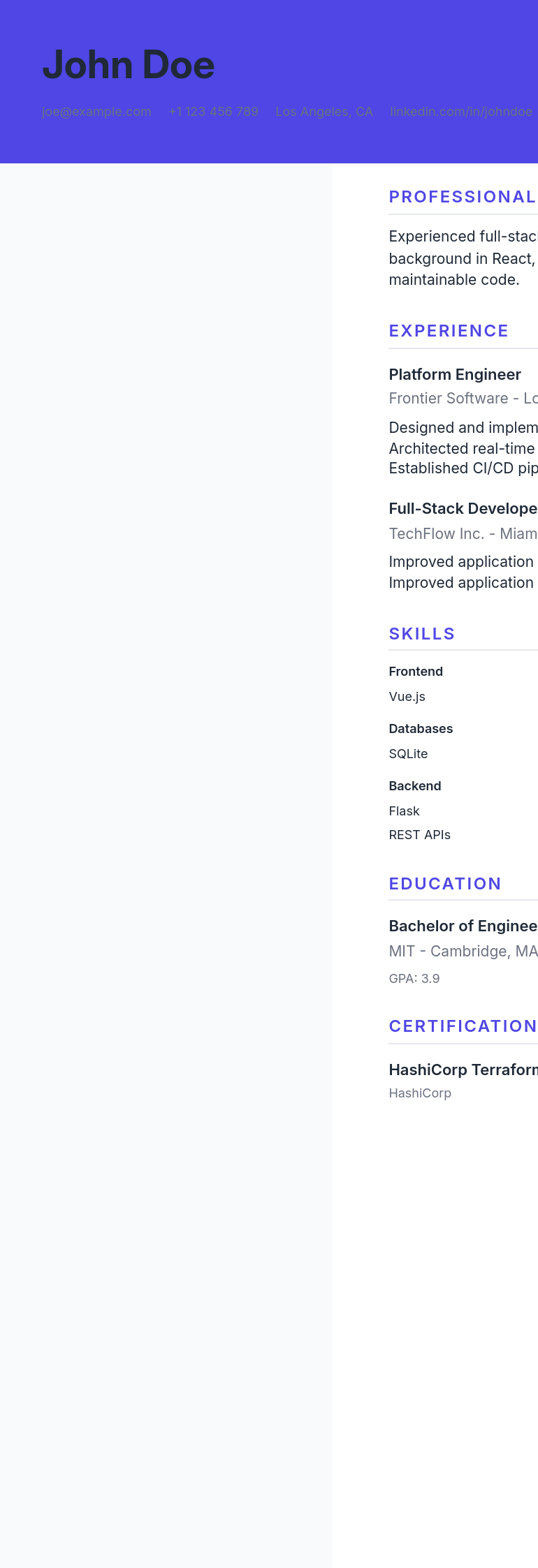 Latitude resume template preview