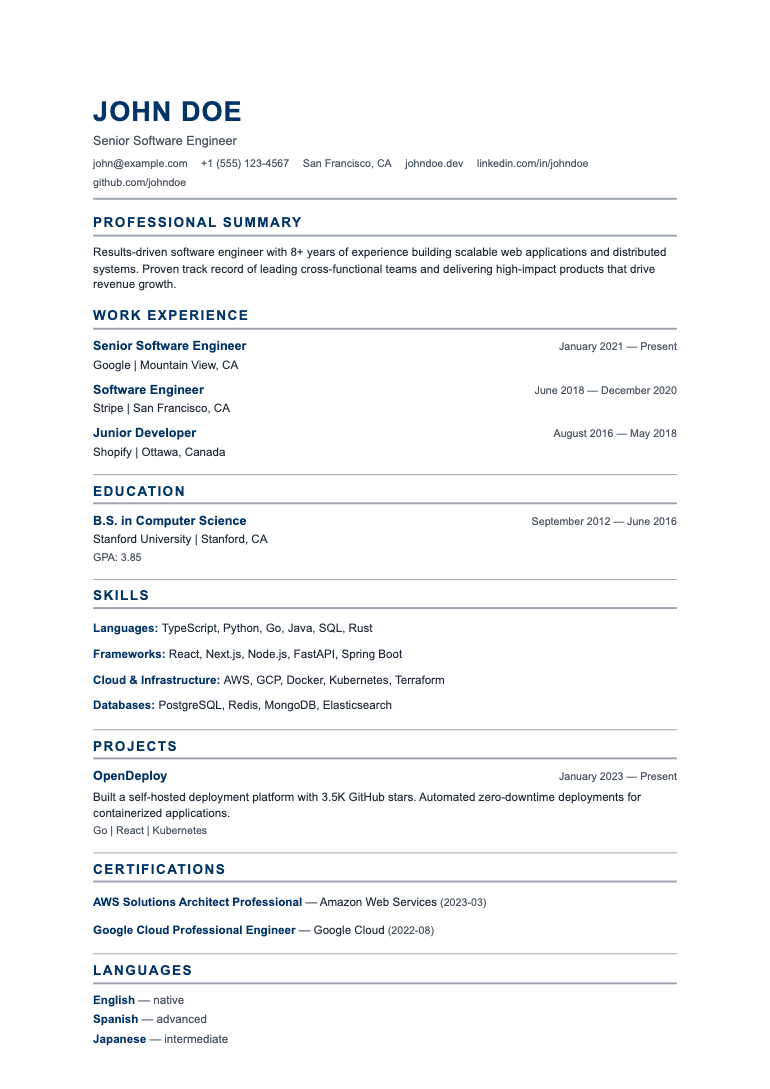 USAJobs resume template preview