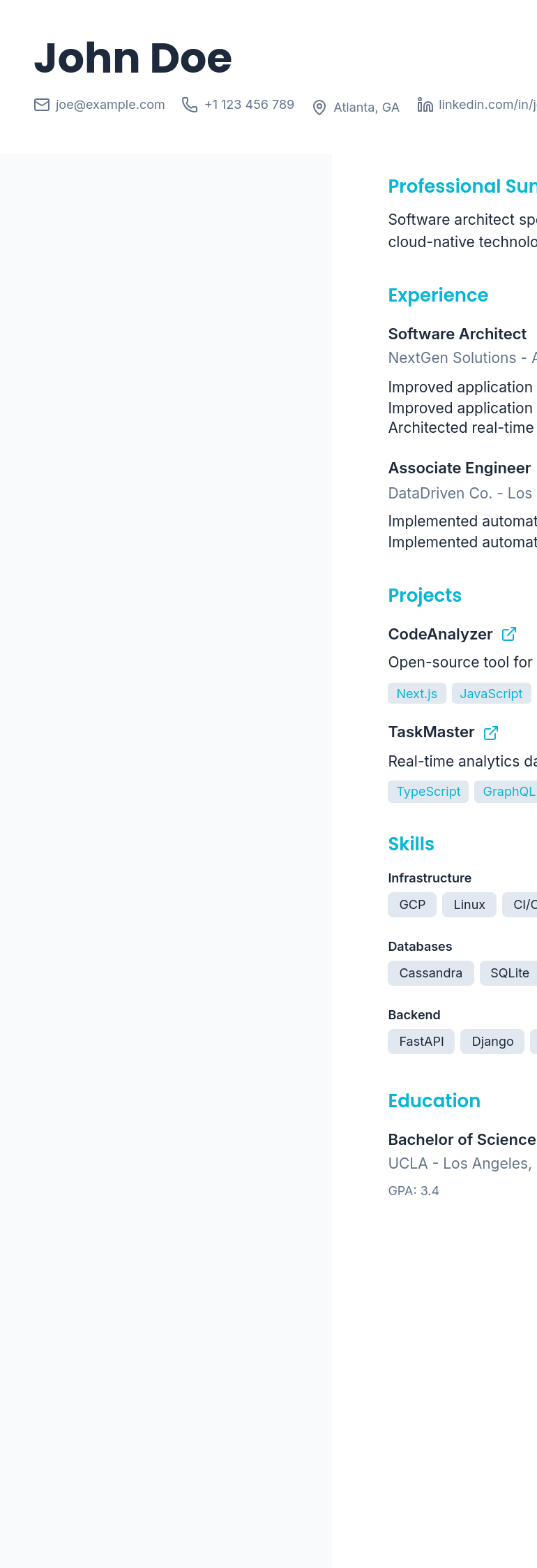 Wave resume template preview